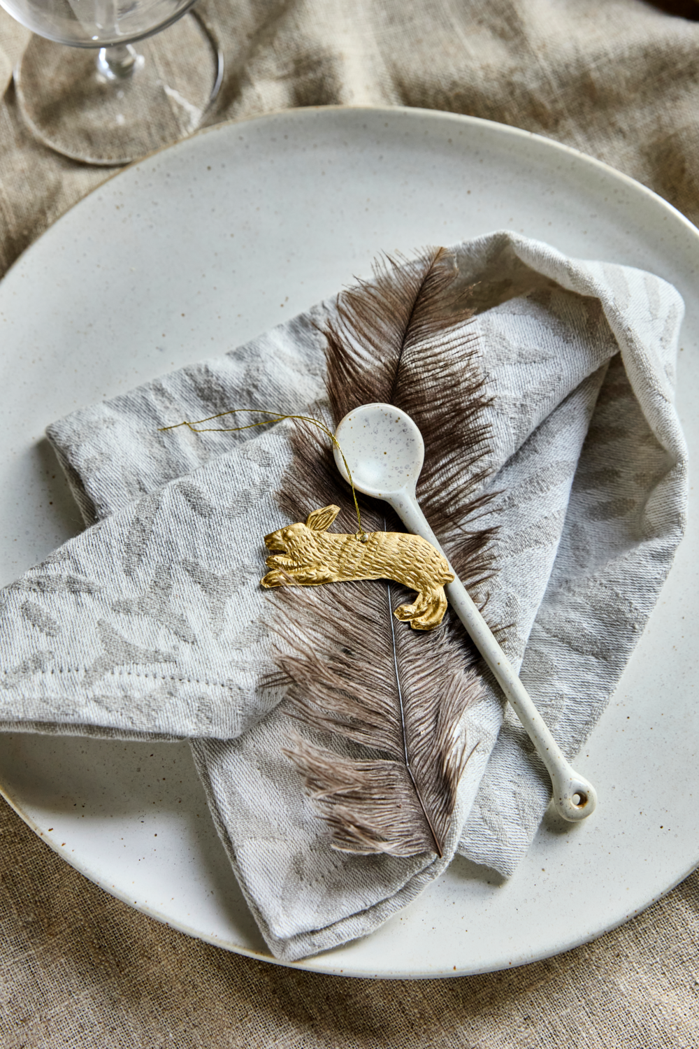 Rabbit påskepynt, Antik Messingfinish - 3 stk